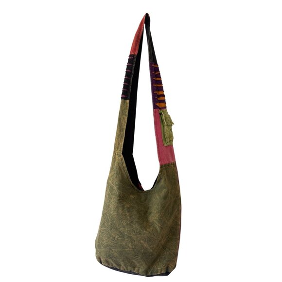 Handcrafted Patchwork Ripped Sling Bag  Made In Nepal - Picture 3 of 15